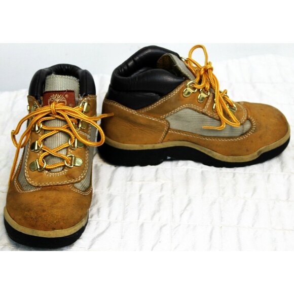 Timberland Hiking Work Boots Kids Little Boys 13 Brown Padded Patterned High Top - Picture 7 of 12